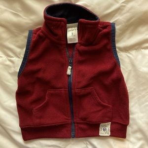 Carters Maroon Fleece Vest- 3 months